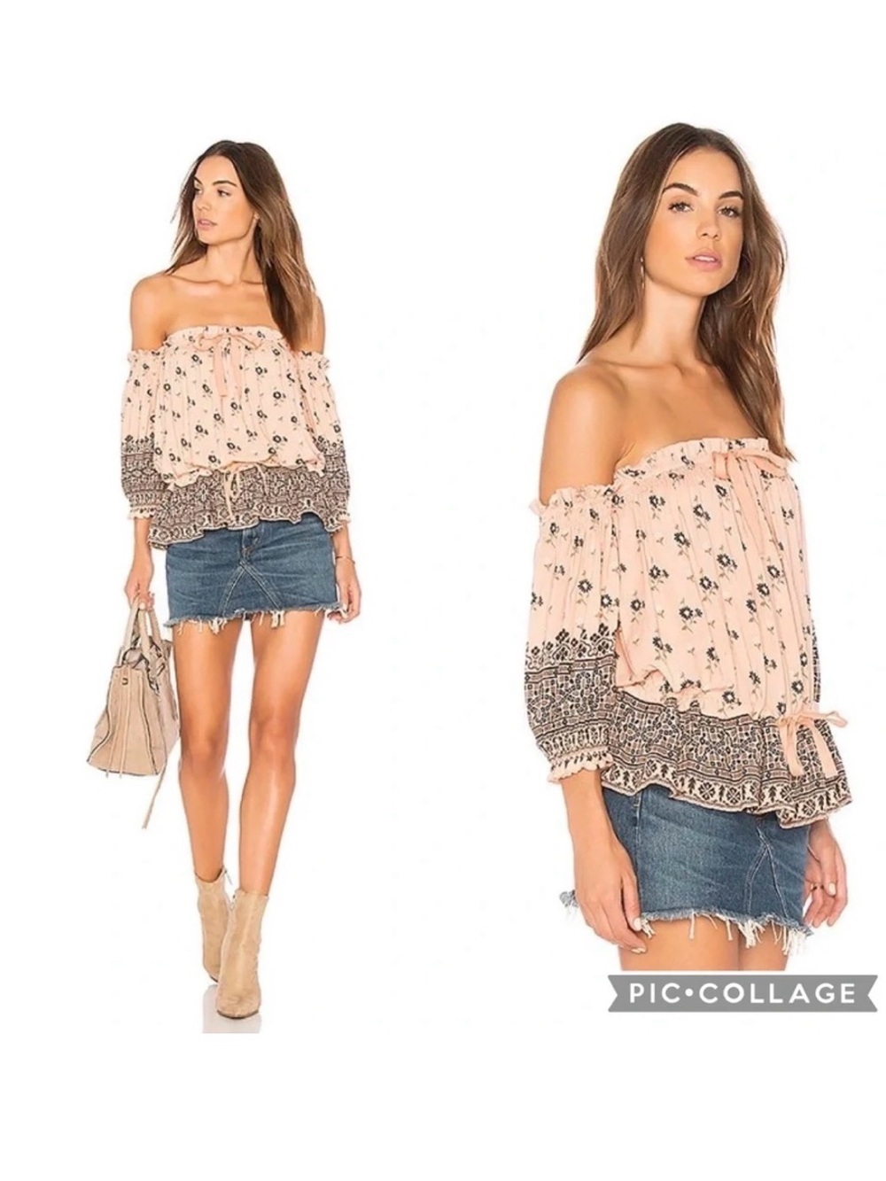 Spell & The Gypsy Collective Gypsiana Off The Shoulder Top XS Peach Boho